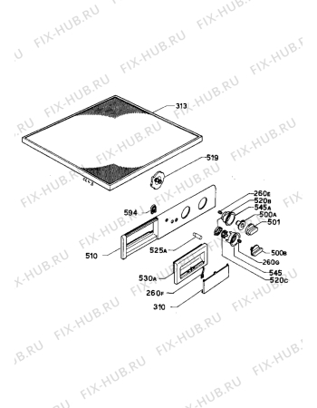 Взрыв-схема стиральной машины Zoppas P608X - Схема узла Control panel and lid